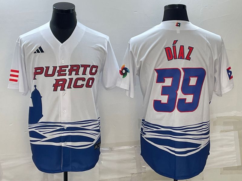Men 2023 World Cub #39 Diaz White MLB Jersey7